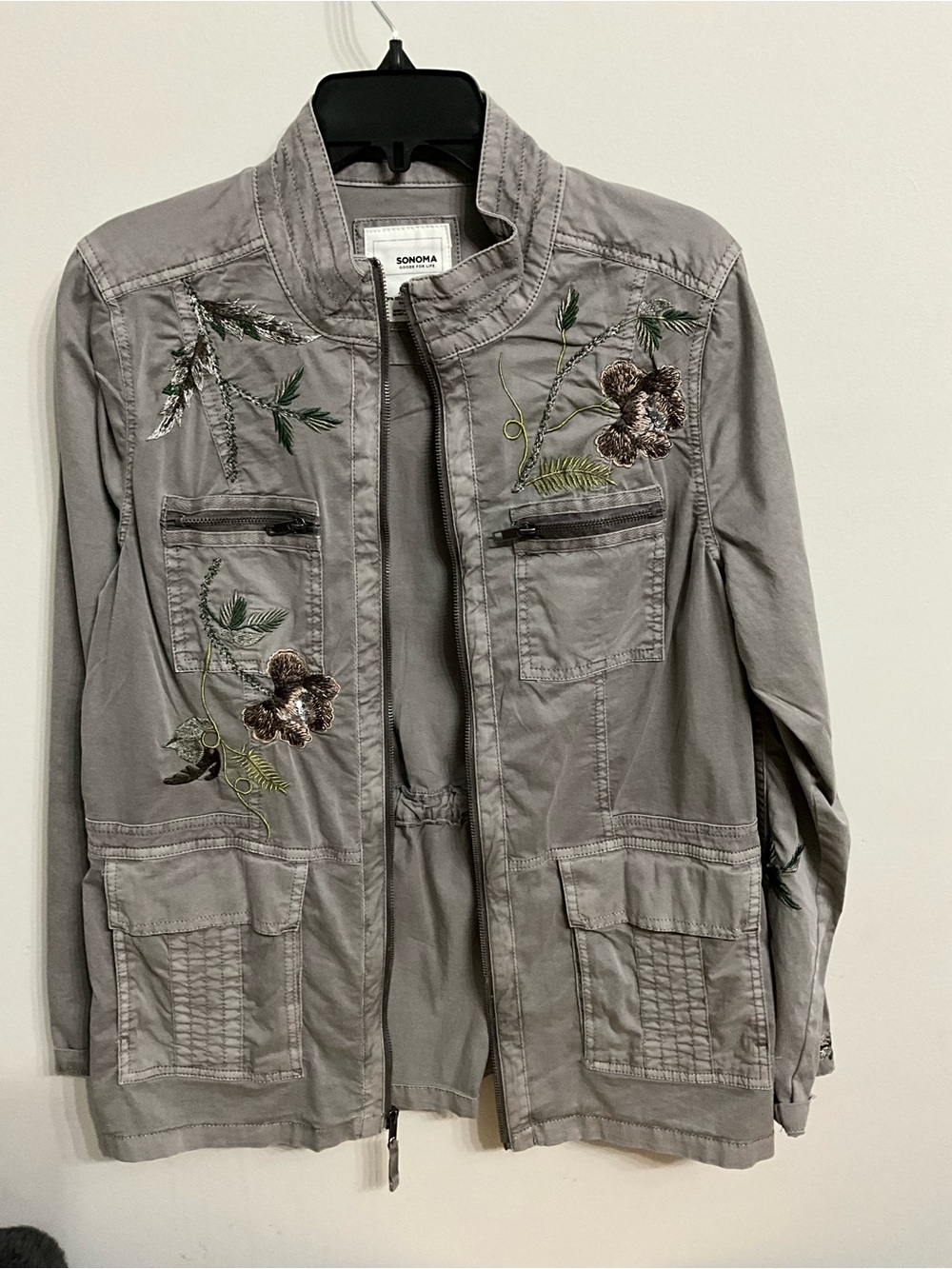 Sonoma Gray Embroidered Utility Jacket